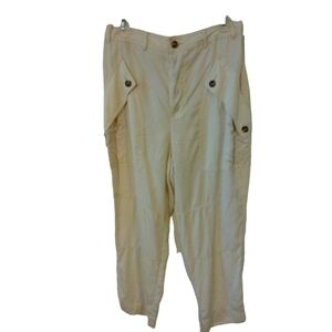 Express Super High Rise 100% Lyocell Button Front & Pockets Cargo Pants Sz. 10